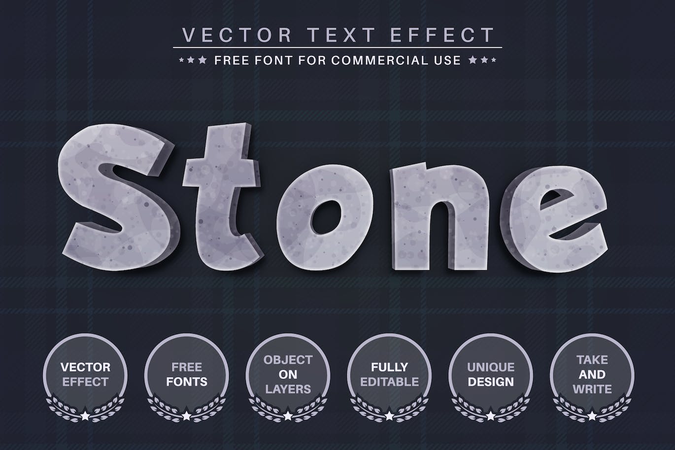 石材纹理矢量文字效果字体样式 Stone Texture – Editable Text Effect, Font Style 插件预设 第1张