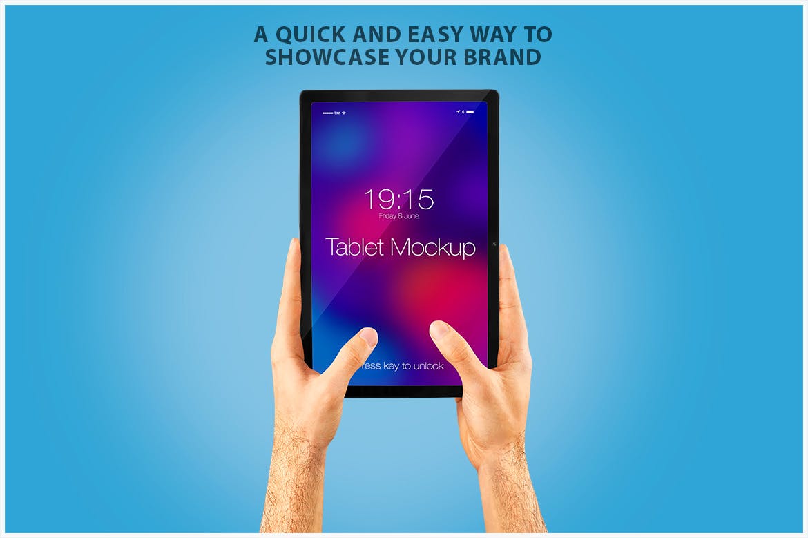 双手使用场景iPad平板电脑样机 Tablet Mockup in Hand Template 样机素材 第5张