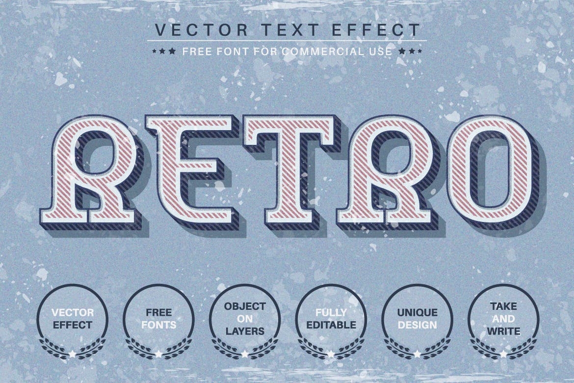 经典复古矢量文字效果字体样式 Classic Retro – Editable Text Effect, Font Style 插件预设 第5张