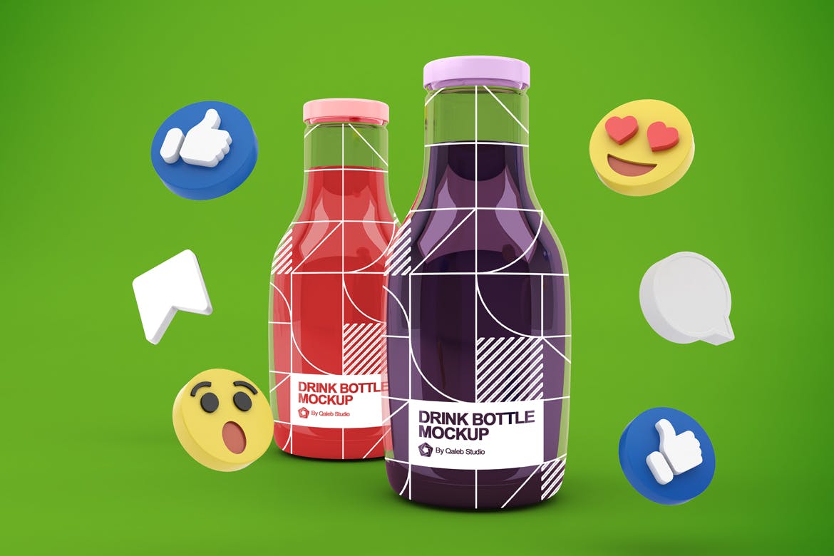 社交表情符号饮料瓶包装展示样机图 Drink Bottle Social Media 样机素材 第8张