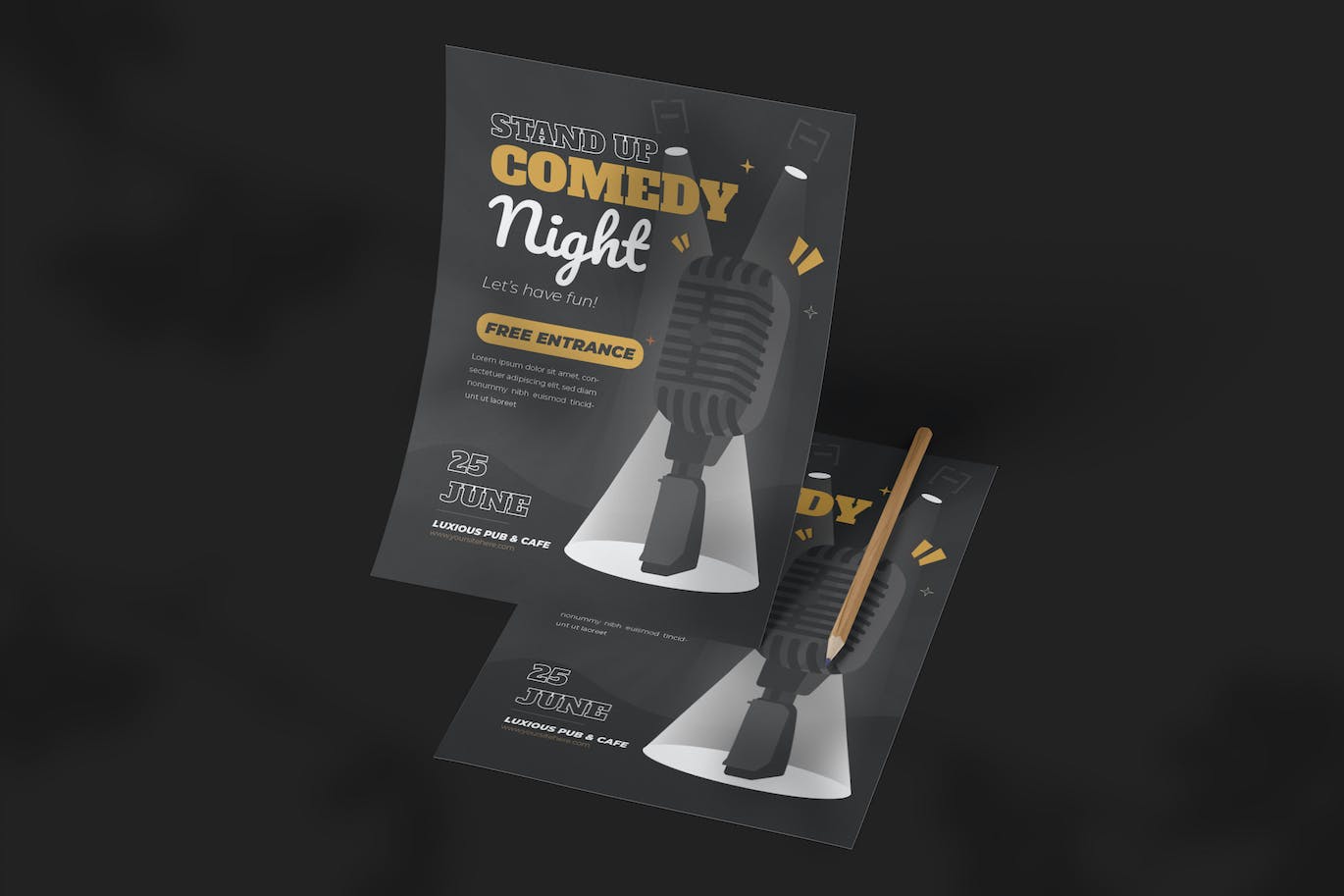 喜剧之夜派对传单设计模板 Comedy Night – Poster 设计素材 第2张