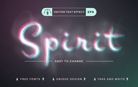灵魂抽象发光矢量文字效果字体样式 Spirit – Editable Text Effect, Font Style