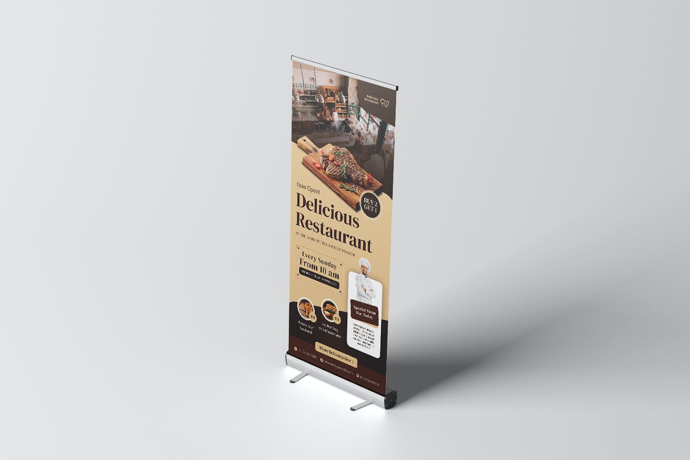 美味餐厅易拉宝模板 Delicious Resto Roll Up Banner APP UI 第4张