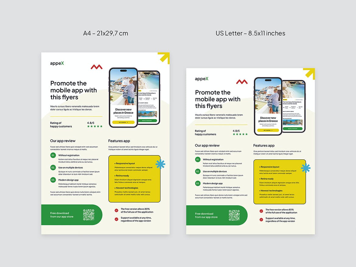 移动应用程序推广海报传单设计模板 Promo App Flyer Templates APP UI 第3张