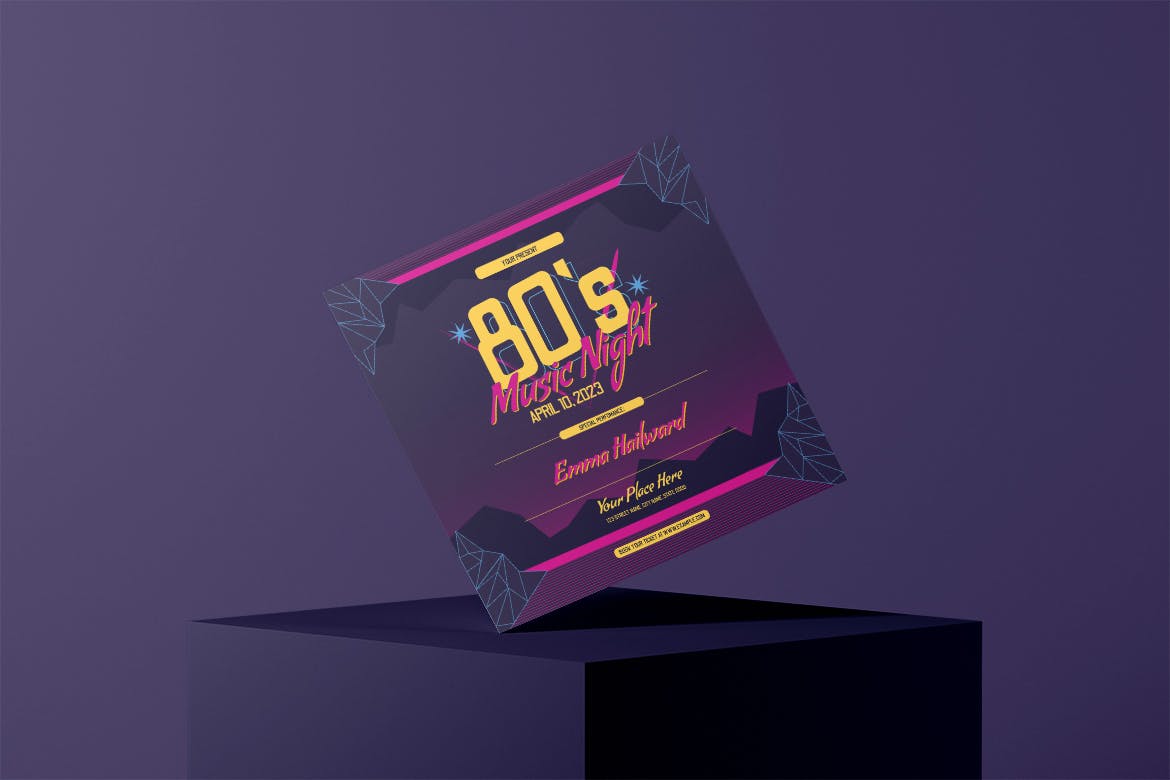 80年代音乐会宣传单模板 80s Music Concert – Flyer Media Kit 设计素材 第4张