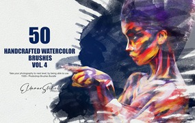 50个手工制作的绘画水彩ps笔刷v4 50 Handcrafted Watercolor Brushes – Vol. 4