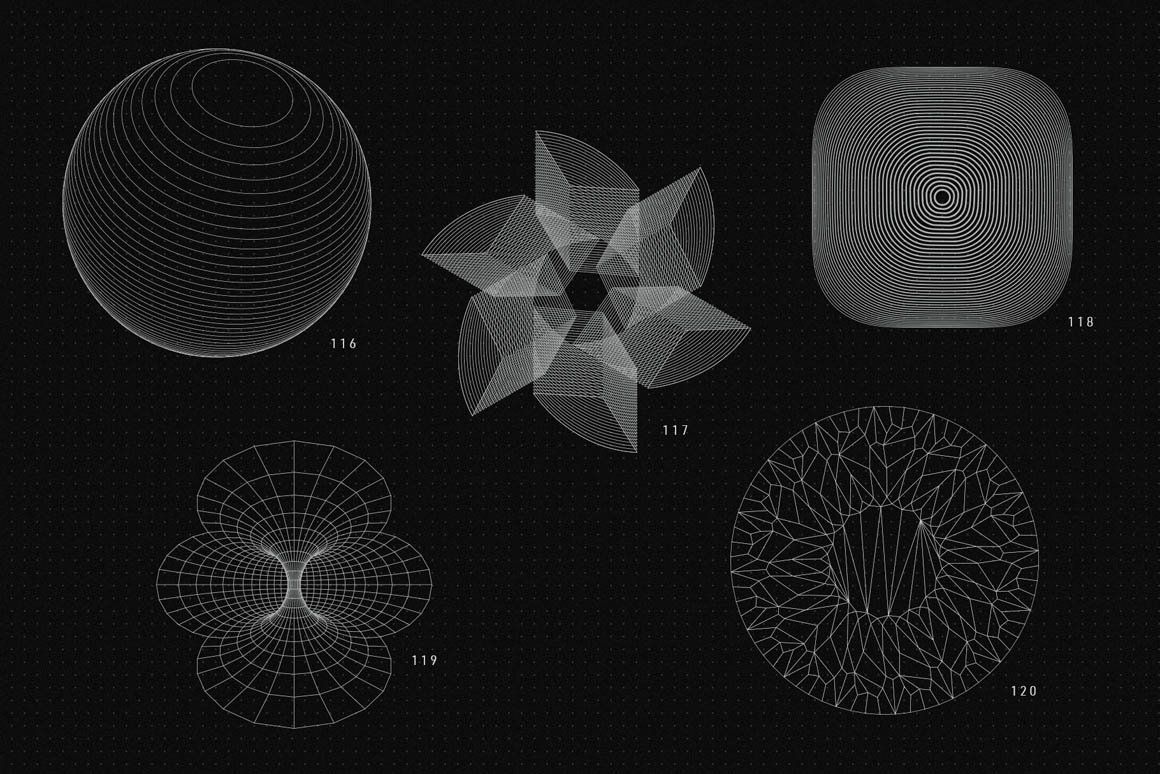 200+高质量抽象现代几何矢量形状外观 200 Vector Shapes 图片素材 第2张
