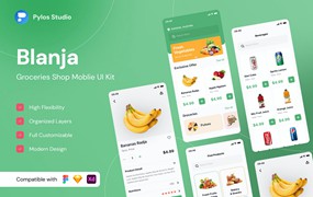食品杂货店App应用程序界面设计UI套件 Blanja – Groceries Shop Mobile App UI Kits