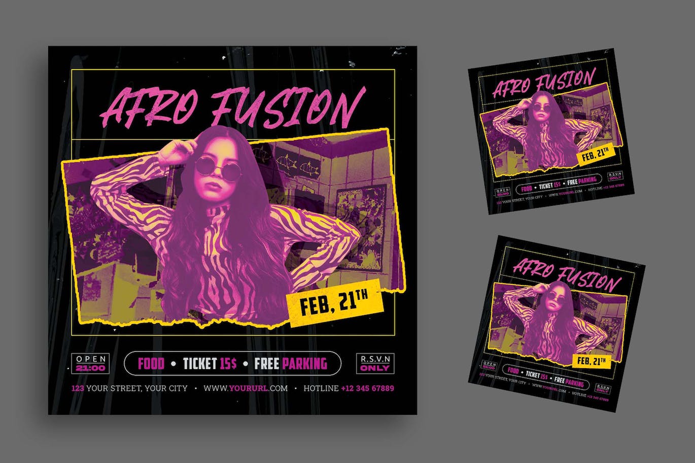 非裔融合派对宣传单素材 Afro Fusion Party Flyer 设计素材 第1张