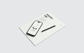 iPhone 14 Pro手机&A4纸张样机图 iPhone 14 With Paper Mockup