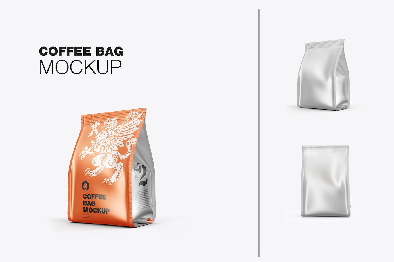 金属纸咖啡袋包装样机图 Pack Metallic Paper Coffee Bag Mockup 样机素材 第1张