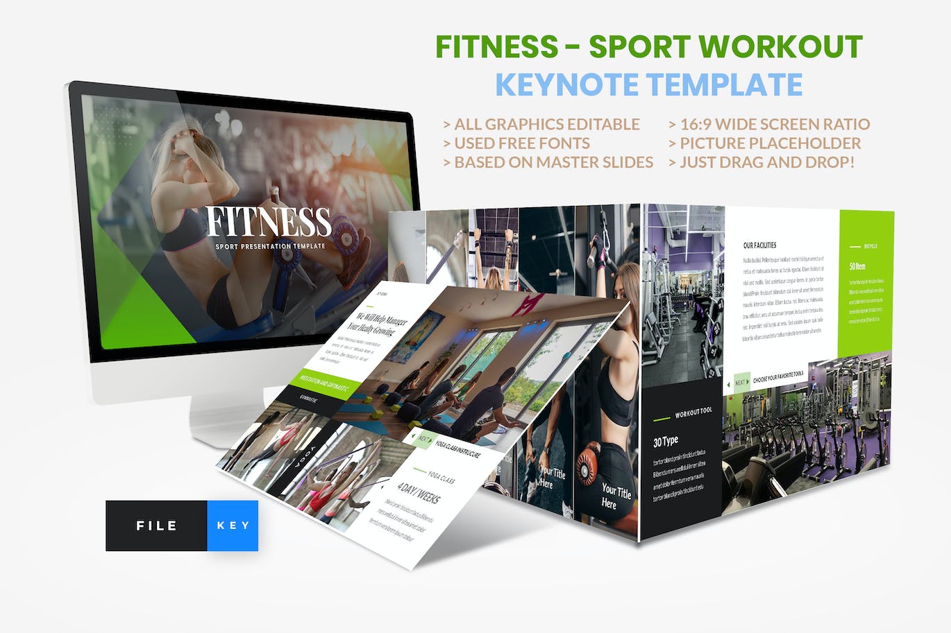 健身锻炼Keynote幻灯片模板下载 Sport – Fitness Business Workout Keynote Template 幻灯图表 第1张