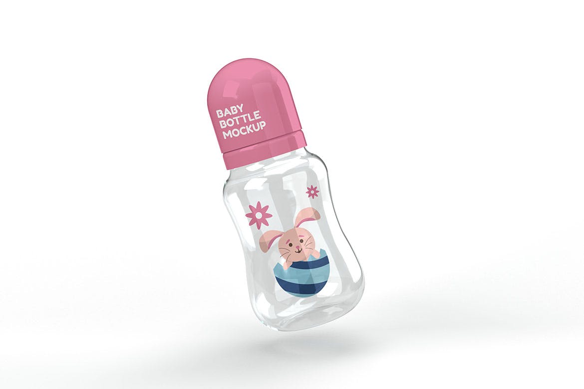 婴儿奶瓶图案Logo设计样机图 Baby Bottle Mockup 样机素材 第3张