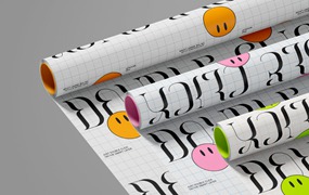 卷轴包装纸设计样机图psd模板 Wrapping Paper Mockup