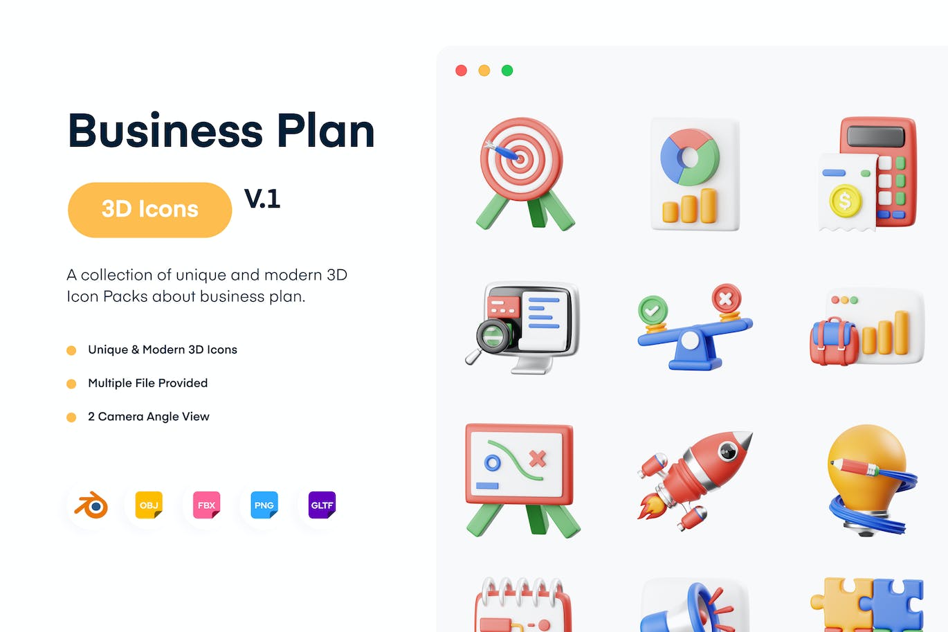 商业计划3D图标集 Business Plan 3D Icon 图标素材 第1张