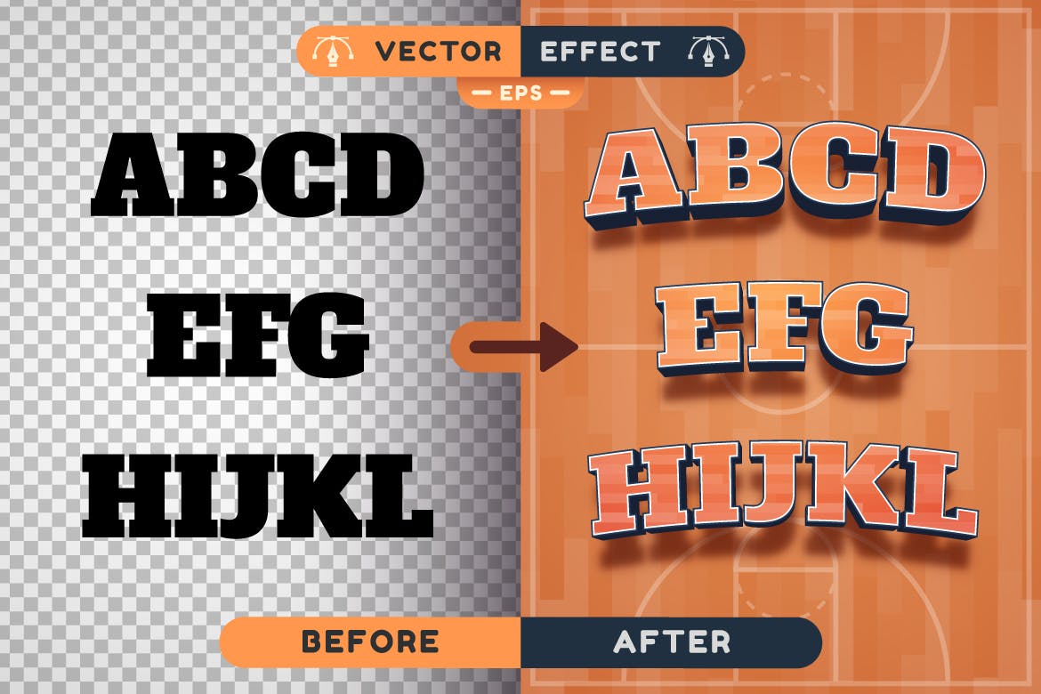 篮球矢量文字效果字体样式 Basketball – Editable Text Effect, Font Style 插件预设 第4张