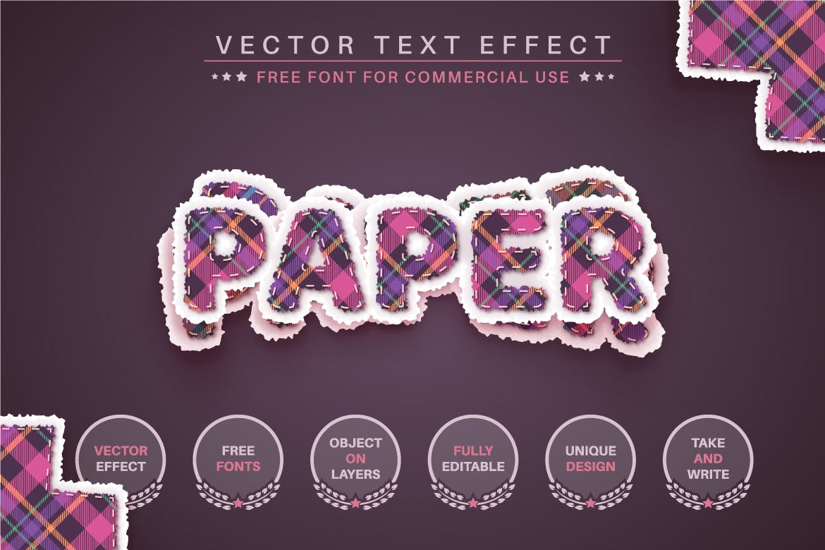 布料格纹纸张矢量文字效果字体样式 Paper Tartan – Editable Text Effect, Font Style 插件预设 第2张
