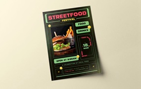 街头食品美食节宣传单设计模板 Street Food Festival Flyer