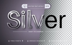 逼真钢铁金属矢量文字效果字体样式 Realistic Steel – Editable Text Effect, Font Style