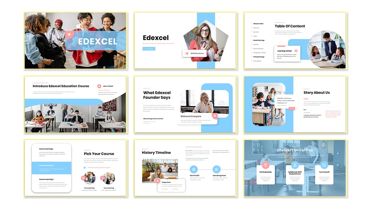 教育机构演示PPT幻灯片模板下载 Edexcel Education Presentation PowerPoint Template 幻灯图表 第3张