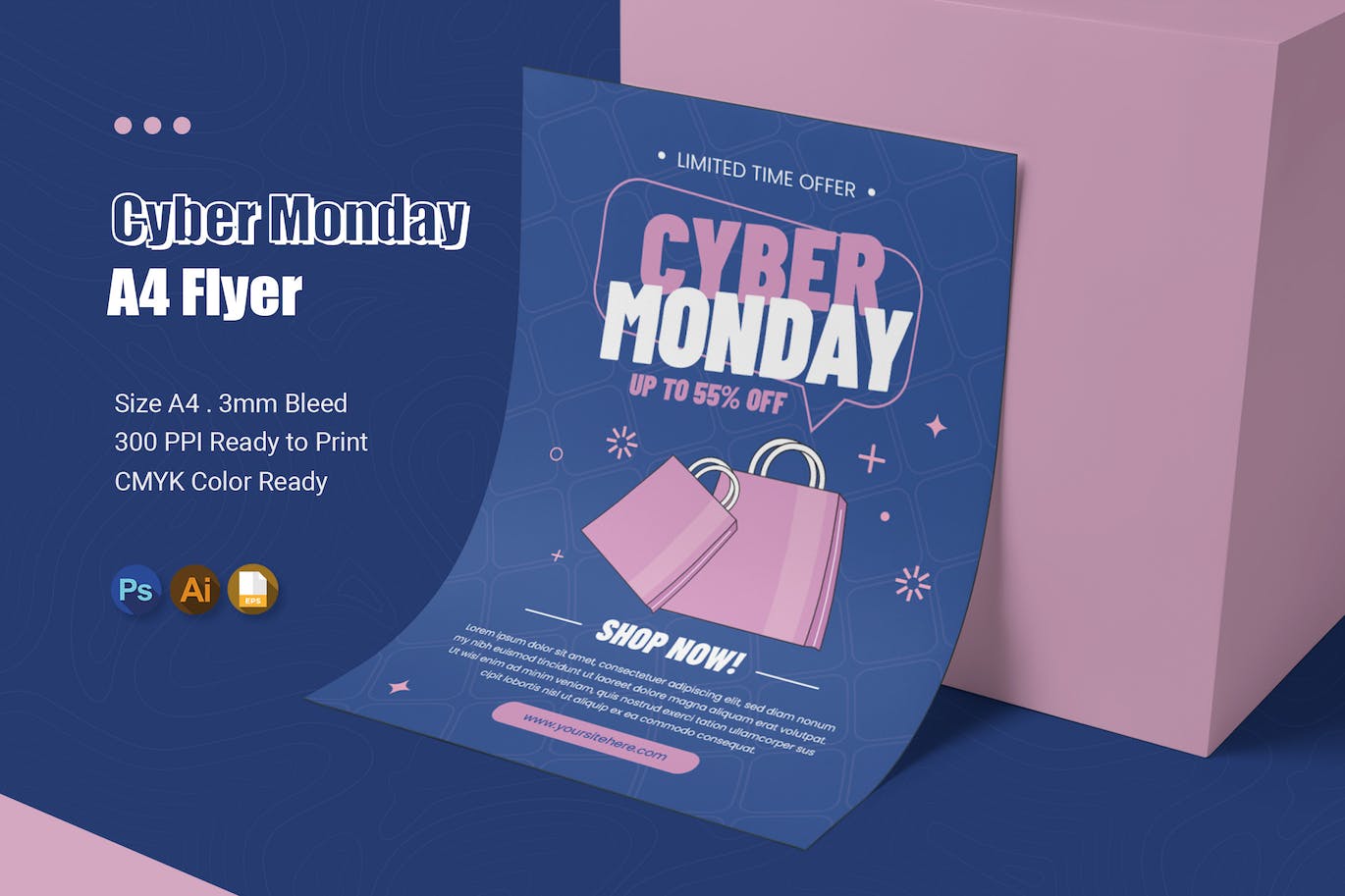 网络星期一购物宣传单模板 Cyber Monday Flyer 设计素材 第1张