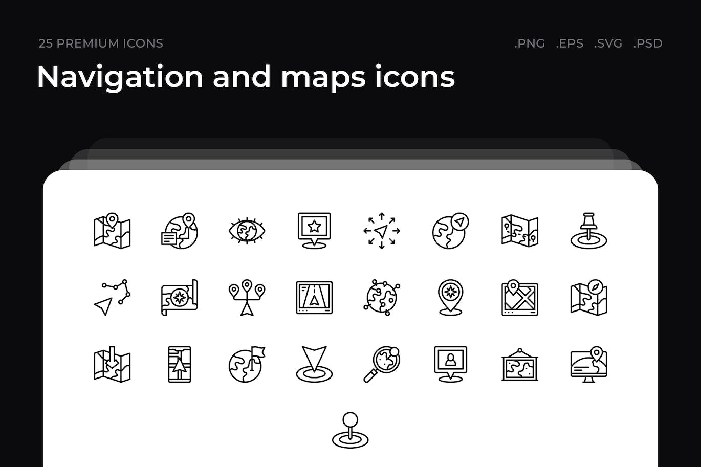 25枚导航和地图主题简约线条矢量图标 Navigation and maps icons 图标素材 第1张