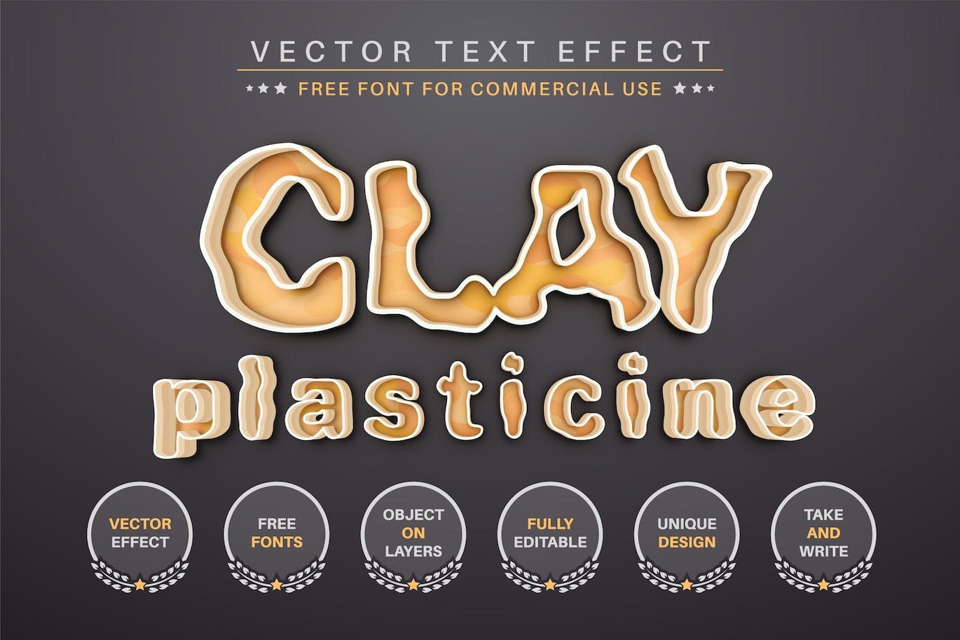 橡皮泥矢量文字效果字体样式 Plasticine – Editable Text Effect, Font Style 插件预设 第1张
