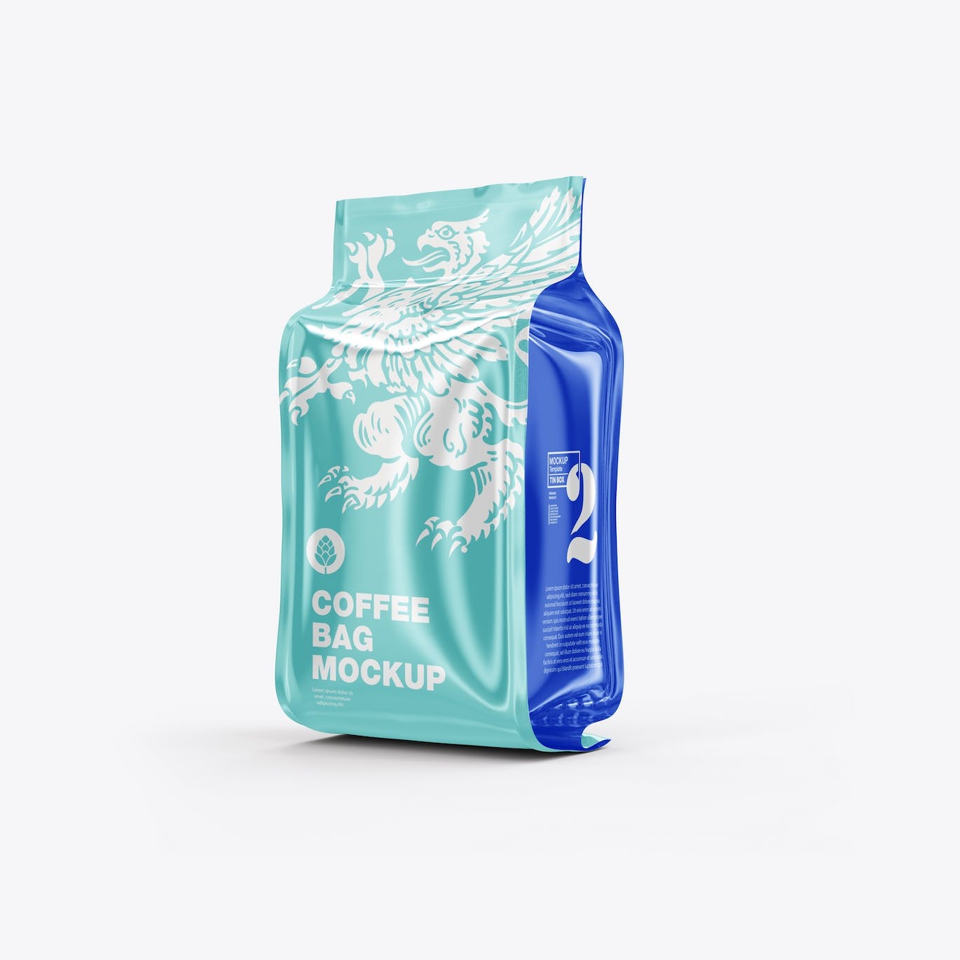 光滑的塑料纸咖啡袋包装设计样机图 Set Glossy Plastic Paper Coffee Bag Mockup 样机素材 第9张