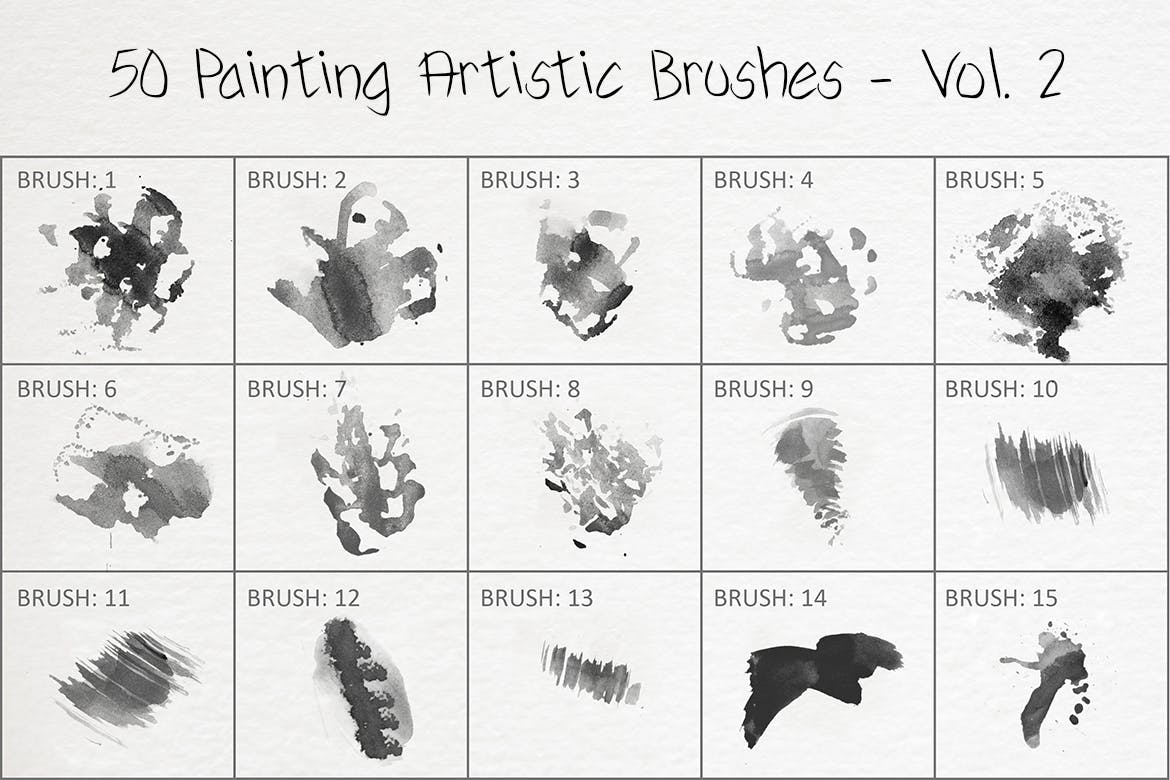 50个水彩艺术绘画笔刷素材v2 50 Painting Artistic Brushes – Vol. 2 笔刷资源 第3张