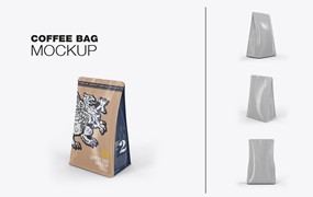 牛皮纸咖啡袋包装展示样机图 Set Kraft Paper Coffee Bag Mockup