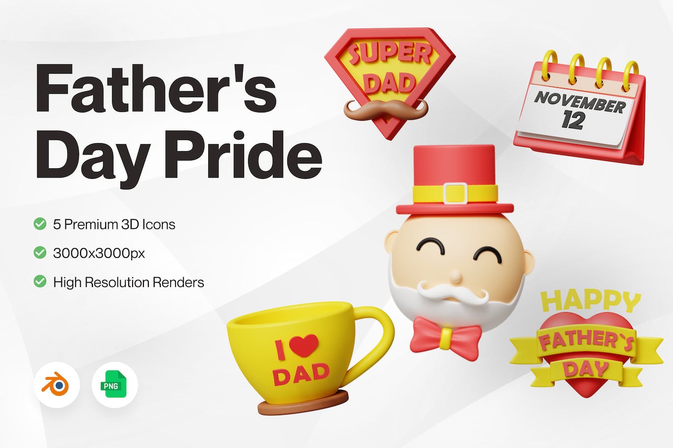 父亲节主题3D图标集 Father’s Day Pride 图标素材 第1张