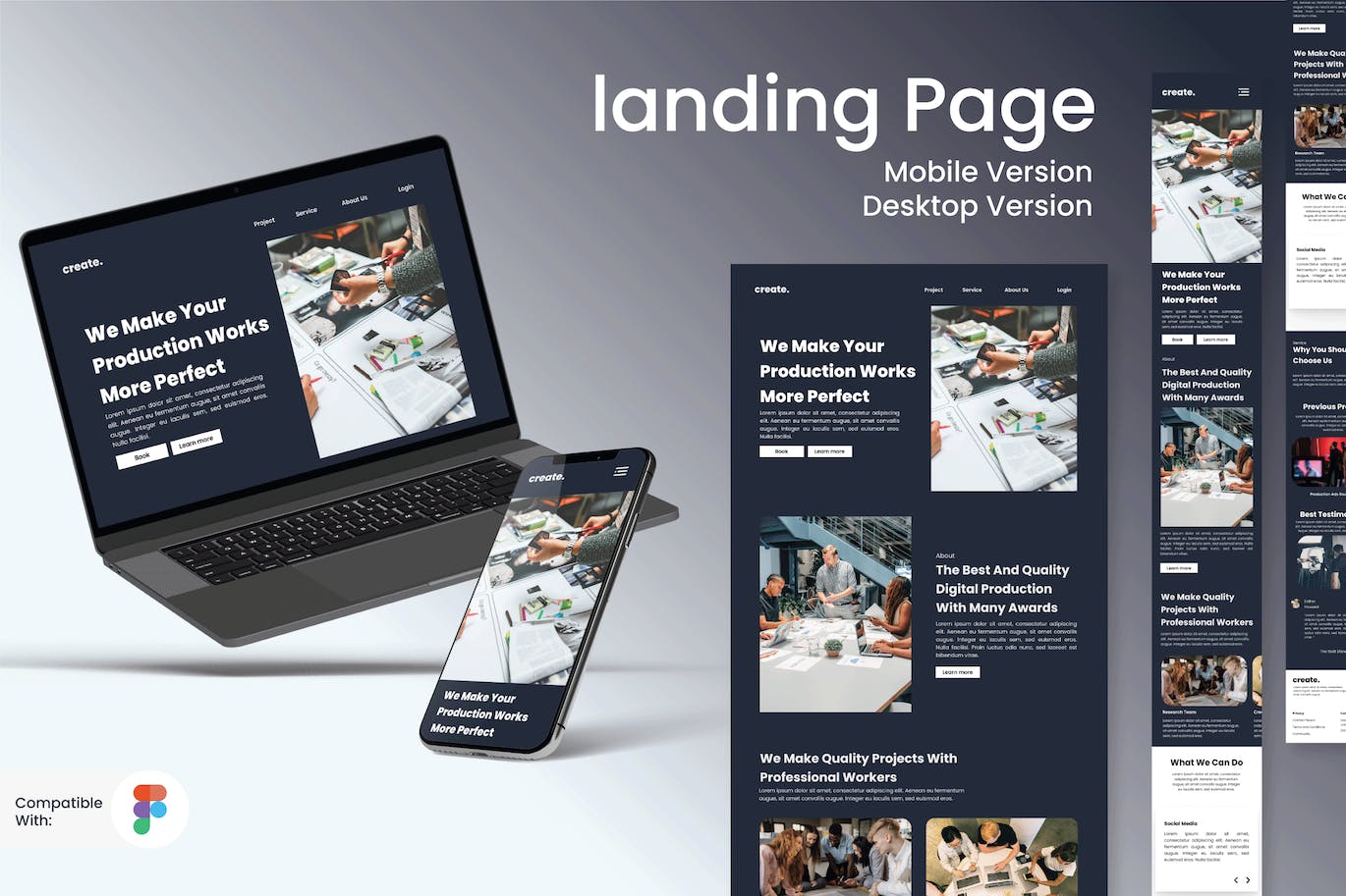 数字代理网站响应式设计着陆页主页模板 Digital Agency Landing Page APP UI 第1张