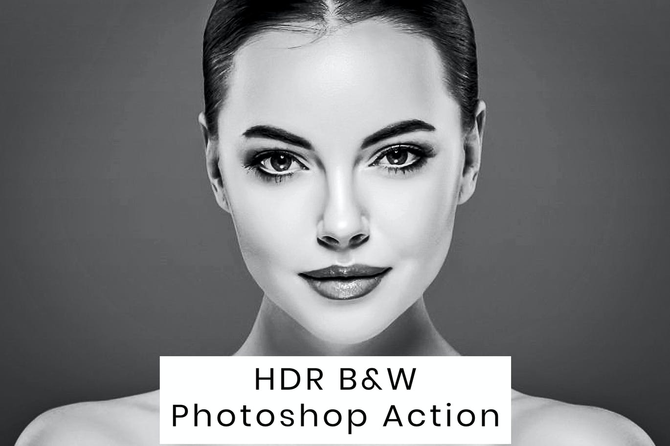 HDR黑白效果照片处理PS动作 HDR B&W Photoshop Action APP UI 第1张