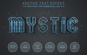 神秘蓝色矢量文字效果字体样式 Mystic – Editable Text Effect, Font Style