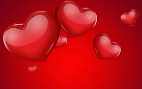 明亮红色心形浪漫情人节背景 Romantic Background with Bright Red Hearts