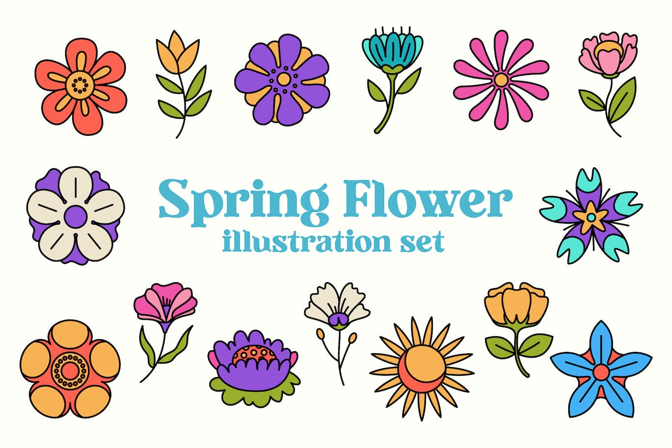 春天花朵矢量插画集 Spring Flower Illustration Set 设计素材 第1张