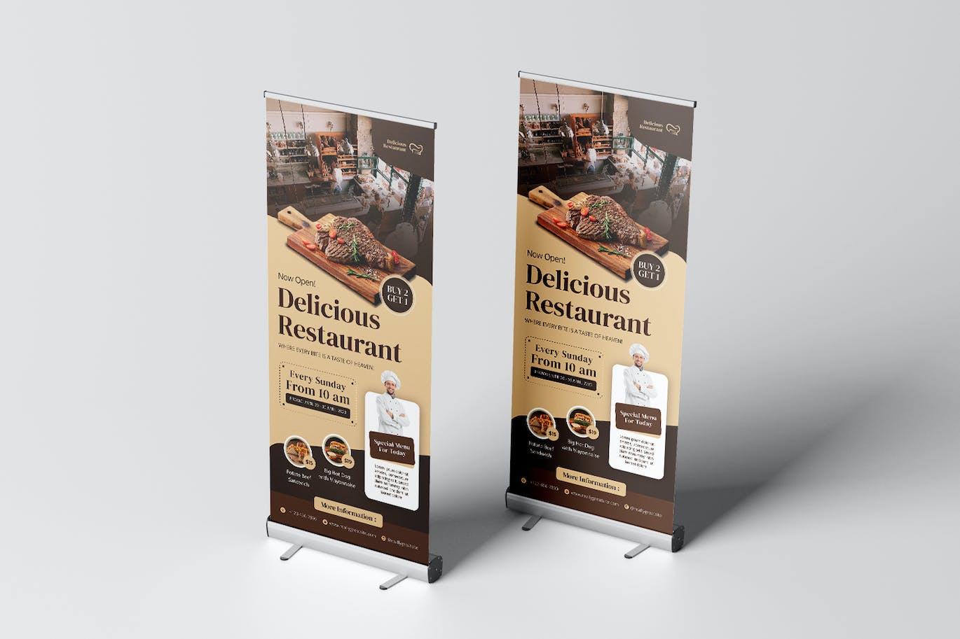 美味餐厅易拉宝模板 Delicious Resto Roll Up Banner APP UI 第3张