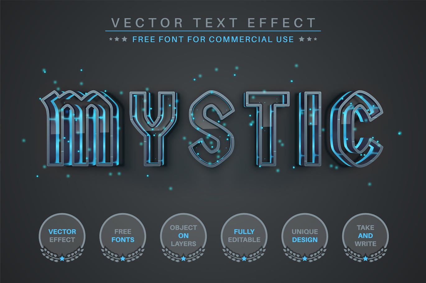 神秘蓝色矢量文字效果字体样式 Mystic – Editable Text Effect, Font Style 插件预设 第1张