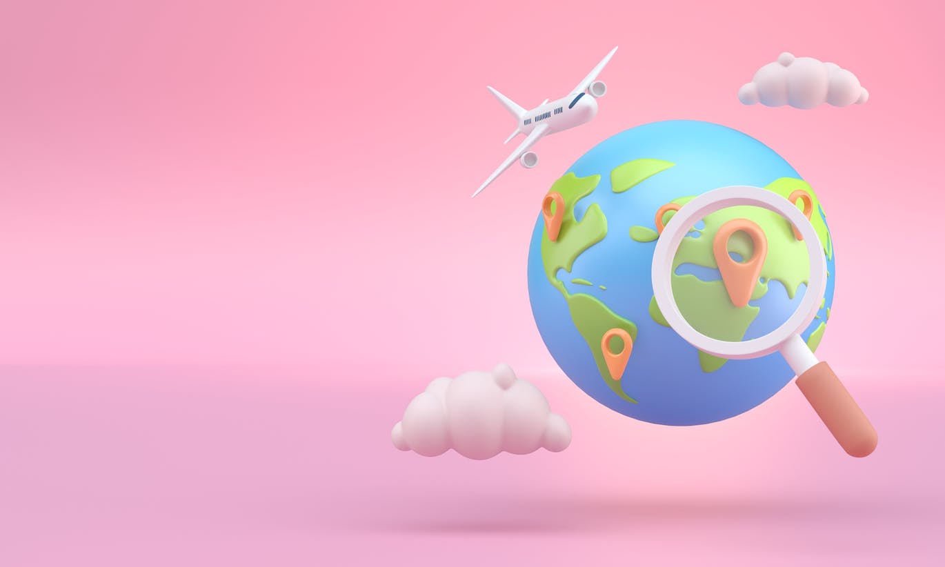 世界环球旅行3D插画psd素材 Set Travel Concept With Planet 设计素材 第4张