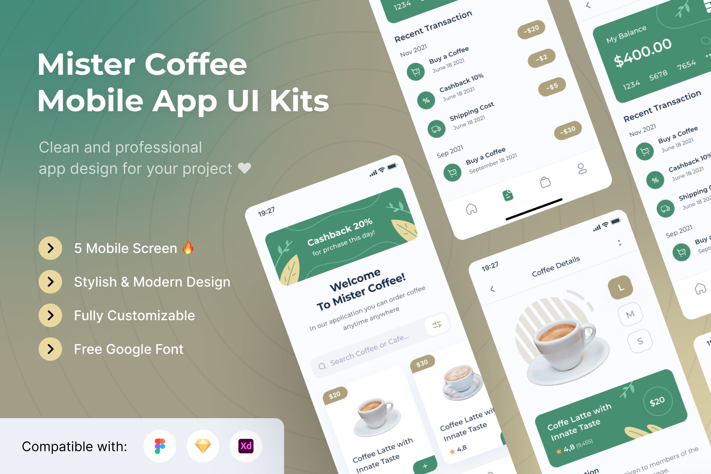咖啡App移动应用UI套件模板 Mister Coffee Mobile App UI Kits Template APP UI 第1张