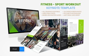 健身锻炼Keynote幻灯片模板下载 Sport – Fitness Business Workout Keynote Template