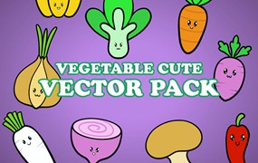 可爱的蔬菜角色插画素材 Cute Vegetable Character Illustration Pack