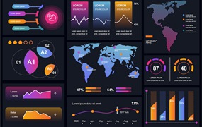 人口数据信息图表设计矢量模板 Infographics Design Template