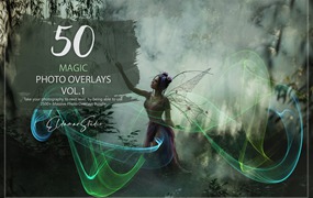 50个魔法彩色波浪线条照片叠层背景素材v1 50 Magic Photo Overlays – Vol. 1