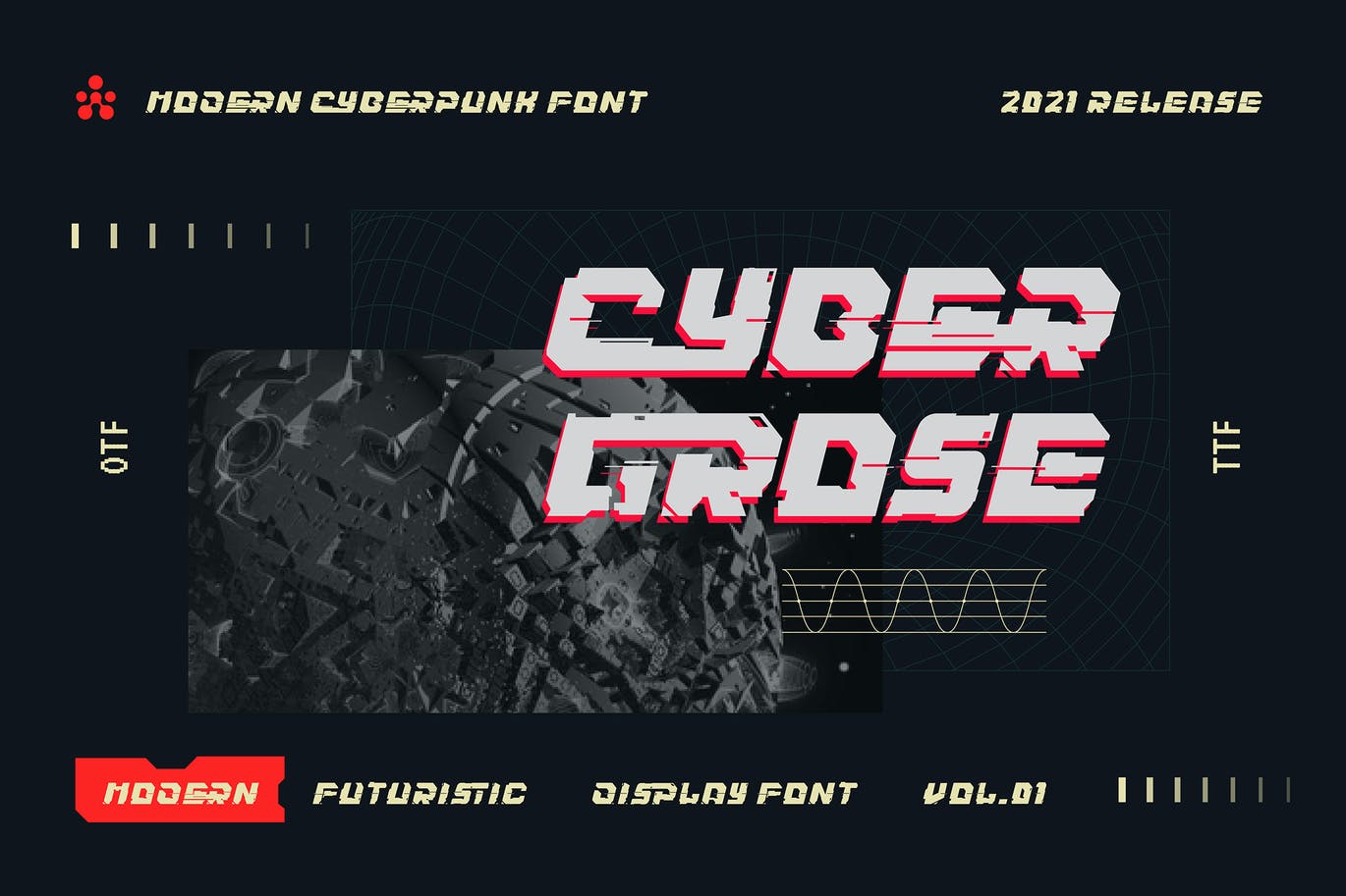 未来赛博朋克风字体素材 Cybergrose – Cyberpunk Display Font 设计素材 第1张