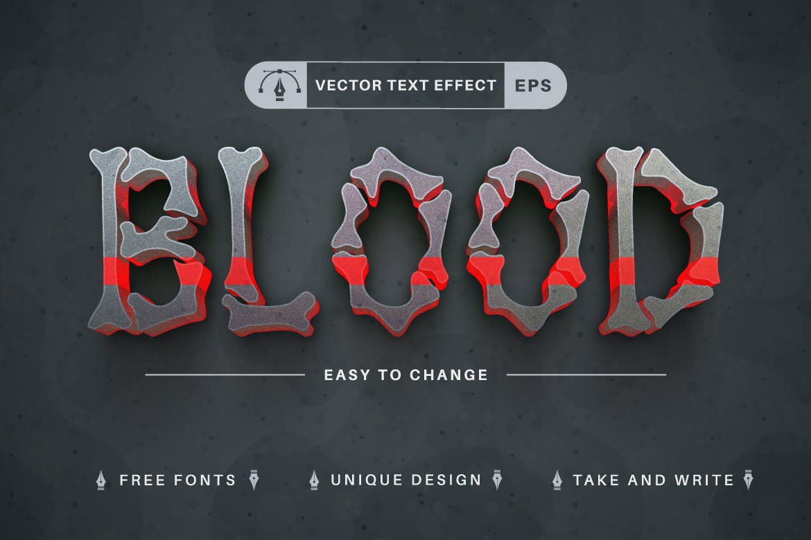红骨头矢量文字效果字体样式 Red Bones – Editable Text Effect, Font Style 插件预设 第3张