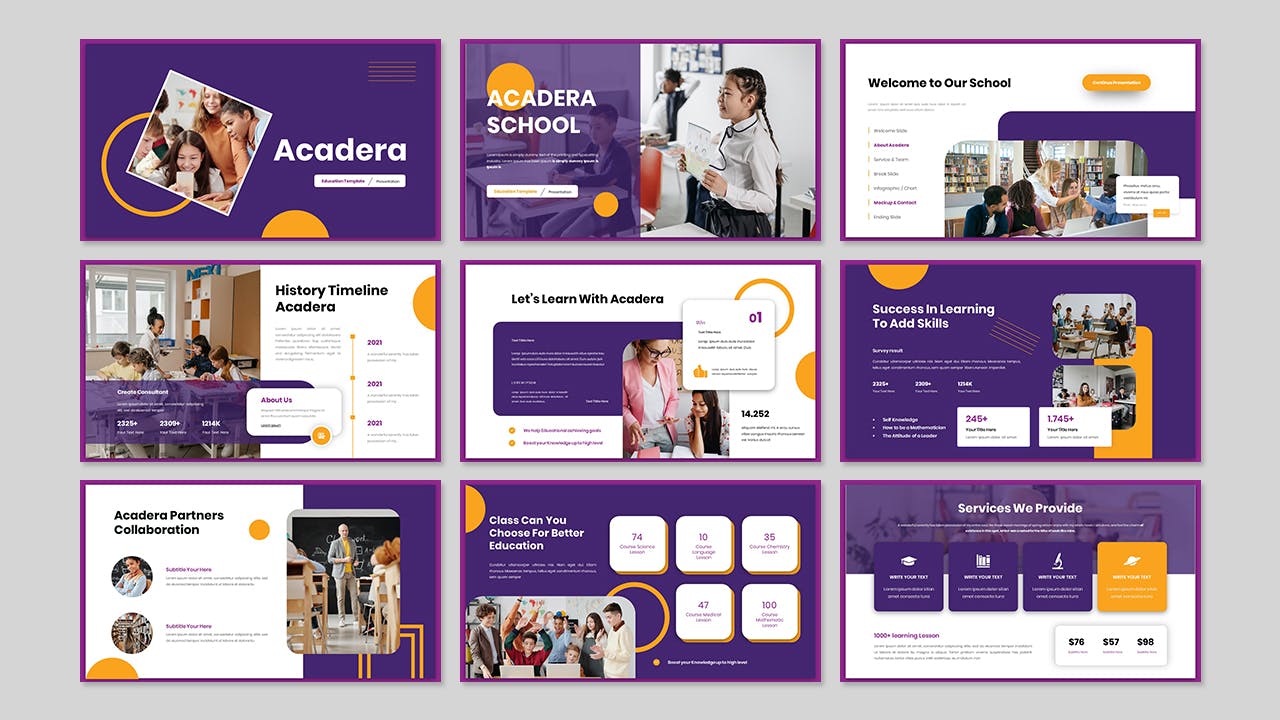 幼儿园/小学教育谷歌幻灯片模板下载 Acadera – Education Presentation Google Slide 幻灯图表 第2张