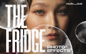 抽象扭曲逼真冰块冰爽失真效果标题文本LOGO海报设计置换滤镜PSD样机模板 The Fridge – Frozen Photo Effects The Fridge - Frozen Photo Effects