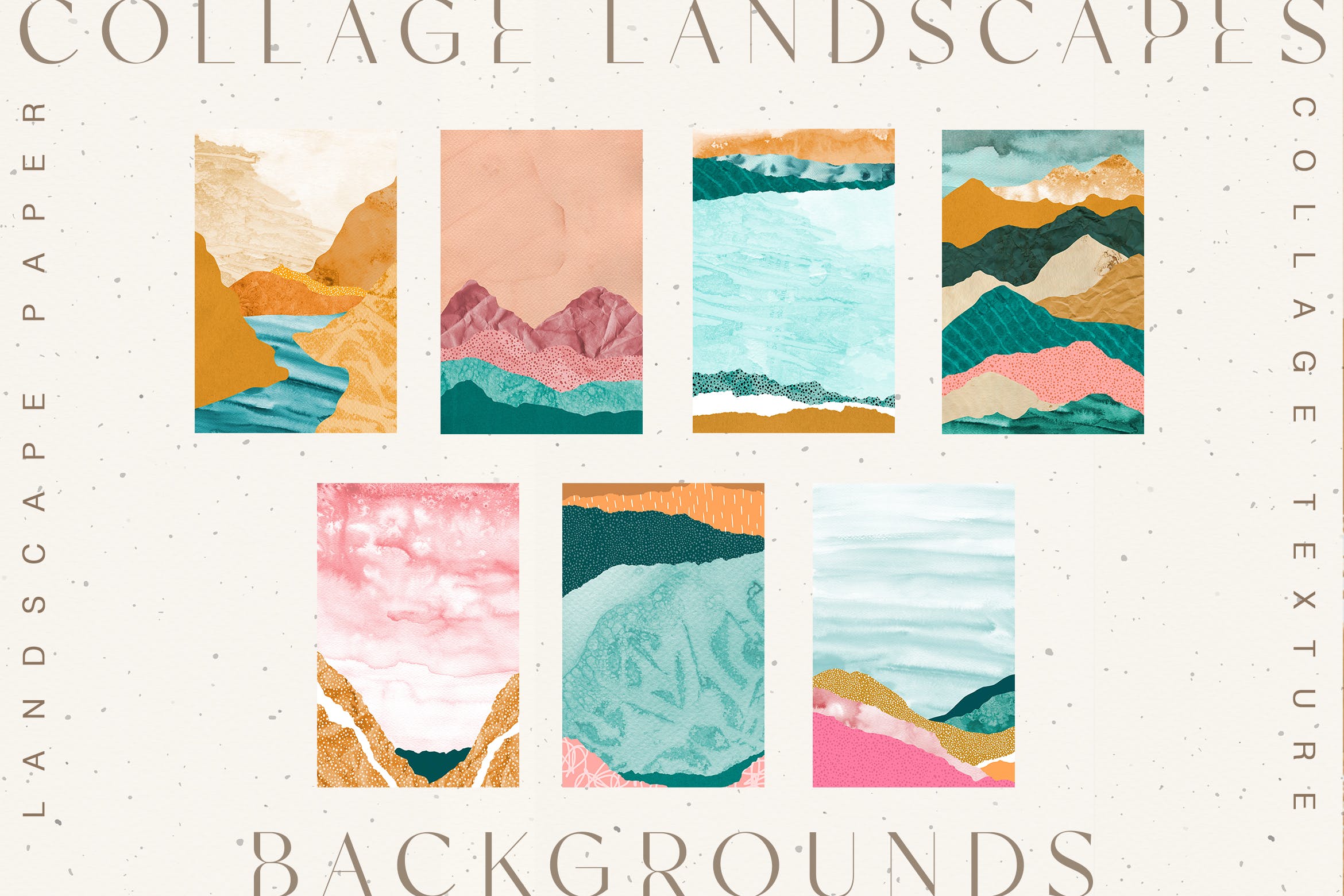 拼贴山峰景观纹理素材 Collage Landscape Textures 图片素材 第1张