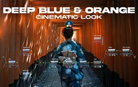 Nomadic George 好莱坞蓝橙色调电影美学达芬奇调色节点+LUT预设 CineLook – Deep Blue & Orange Powergrade & LUT